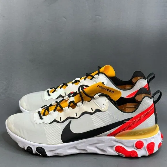 Nike React Element 55 White Black Crimson Gold athletic sneaker shoes size 14