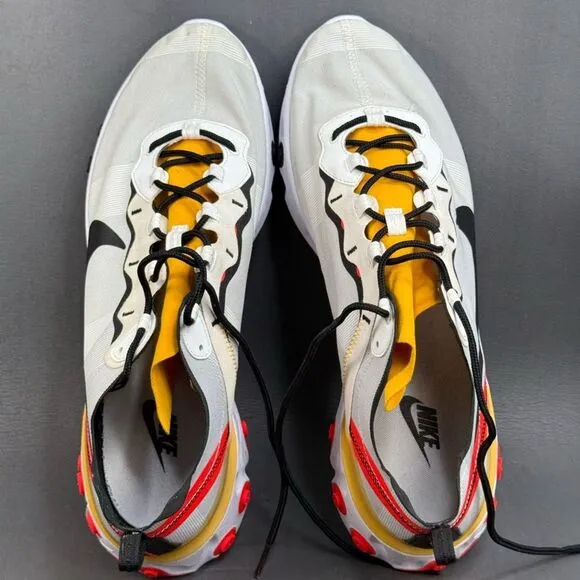 Nike React Element 55 White Black Crimson Gold athletic sneaker shoes size 14