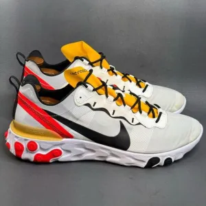Nike React Element 55 White Black Crimson Gold athletic sneaker shoes size 14