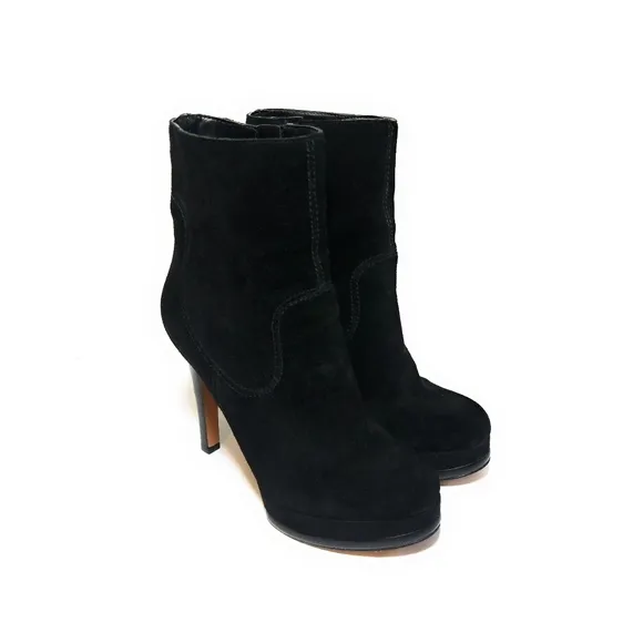 NINE WEST Black Suede High Heel Boots Booties 7.5