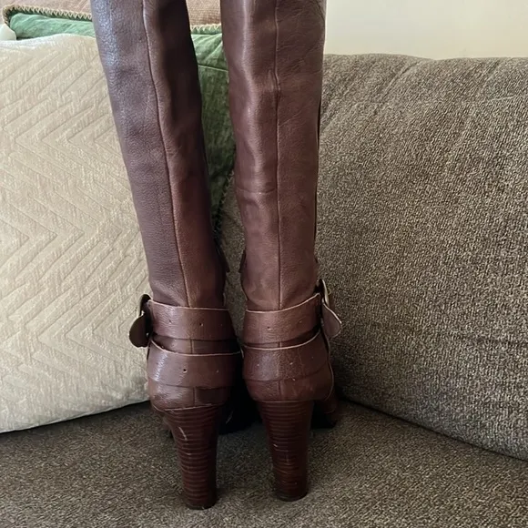 NINE WEST Brown Buckle Tall Brown Boot Size 9.5