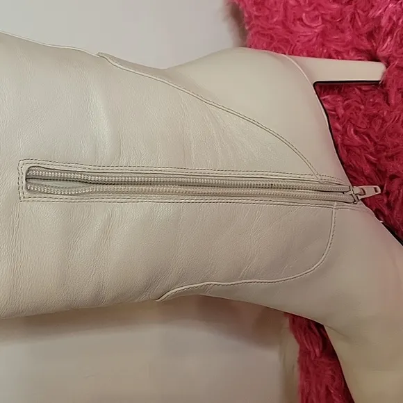 Nine West ivory tall leather stiletto boots womens size 10M