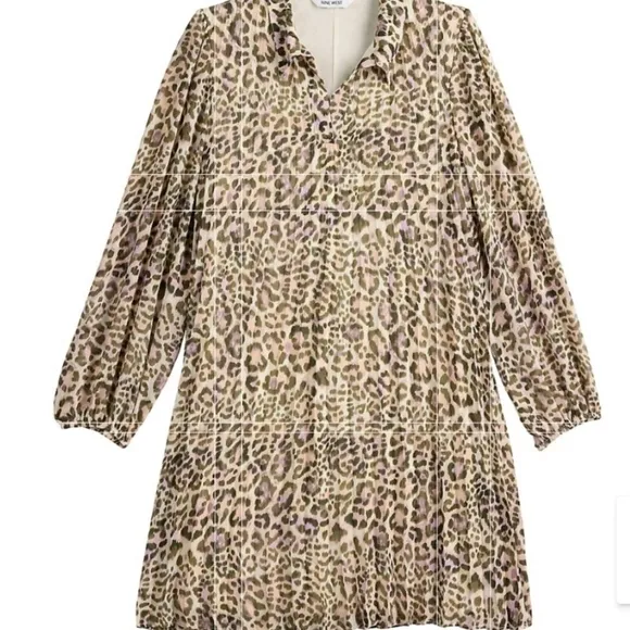 Nine West Leopard Pleated Dress