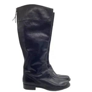 NINE WEST Vintage America Vacounter Black Leather Tall Riding Boots 9.5 Knee Zip