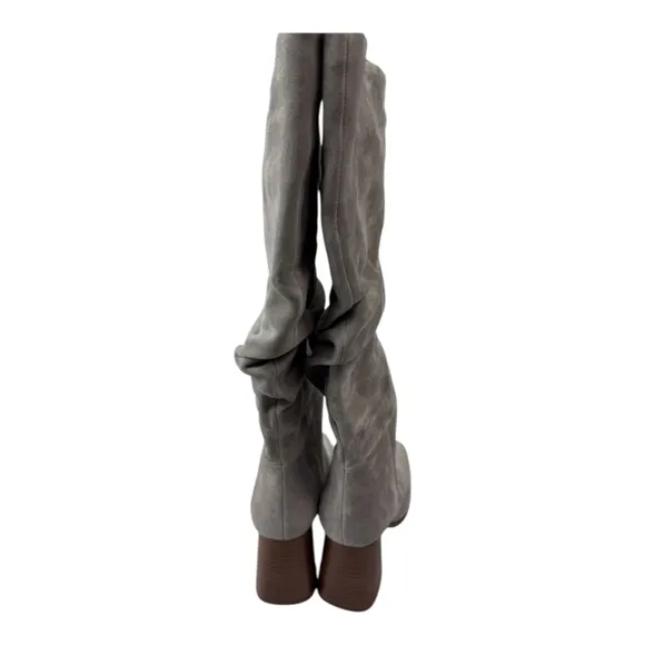 Nine West Women's Domaey Boots Medium Grey Slouch Suede Heeled Boots Size 12 New