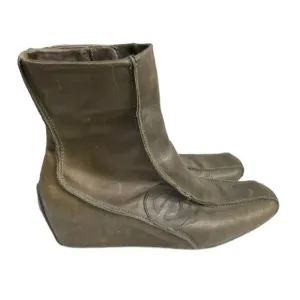 No Name Women's Boots French Luxury Green Leather Square Toe Side Zip 9.5