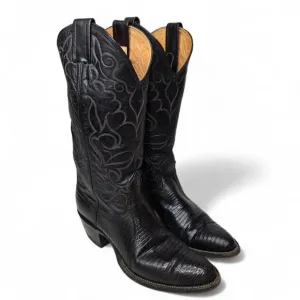 Nocona Black Lizard Boots Women's Cowgirl Western Rodeo Tall Pointed Narrow 7A