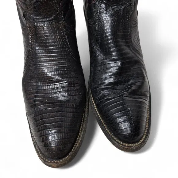Nocona Black Lizard Boots Women's Cowgirl Western Rodeo Tall Pointed Narrow 7A