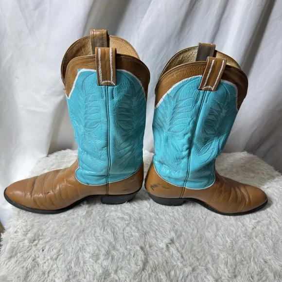 Nocona Boots Cowboy Western 8.5 D Mens USA Custom Painted Festival