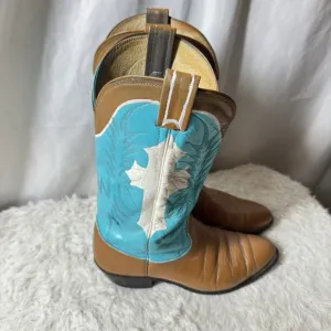 Nocona Boots Cowboy Western 8.5 D Mens USA Custom Painted Festival