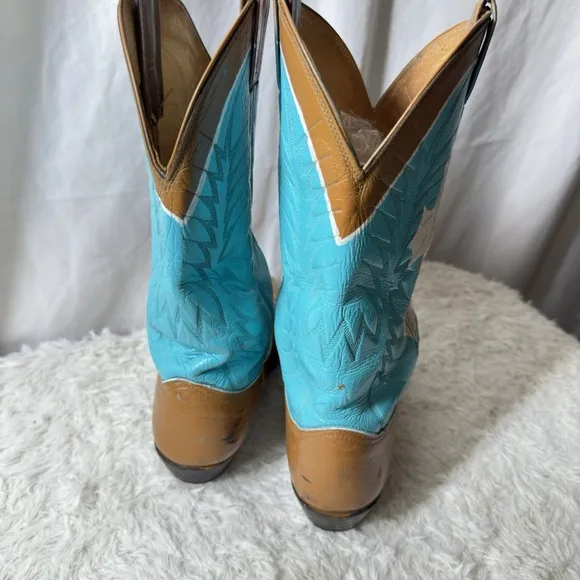 Nocona Boots Cowboy Western 8.5 D Mens USA Custom Painted Festival
