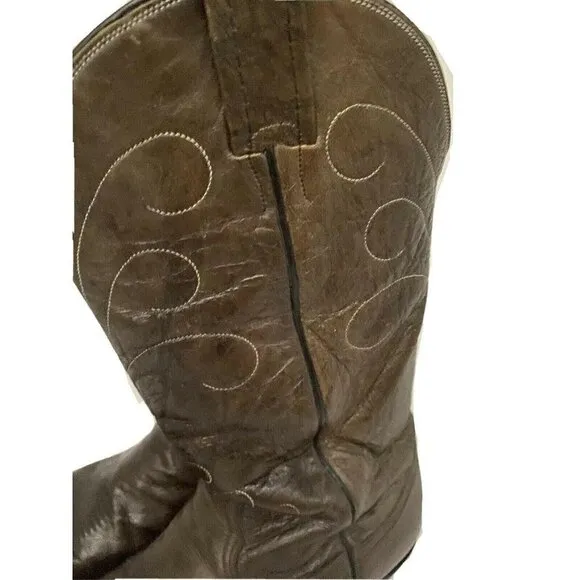 Nocona Mens Brown Leather Cowboy Western Country Work Boots US 9.5B Pull On