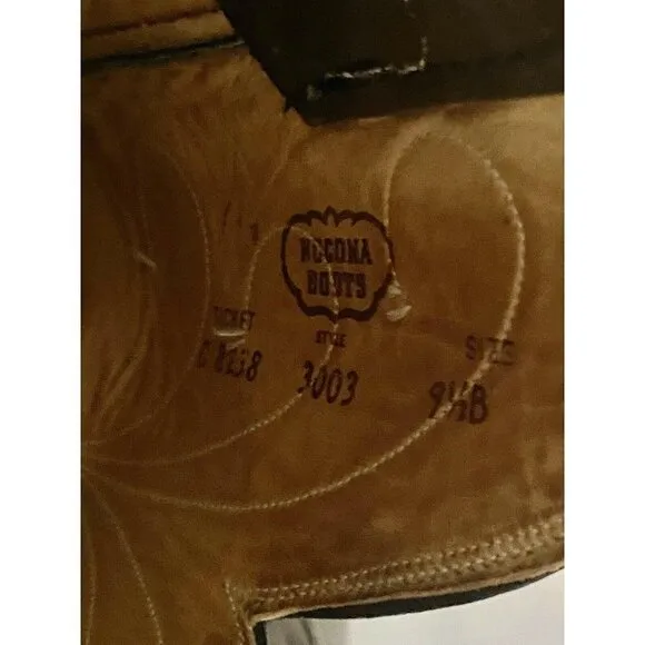 Nocona Mens Brown Leather Cowboy Western Country Work Boots US 9.5B Pull On
