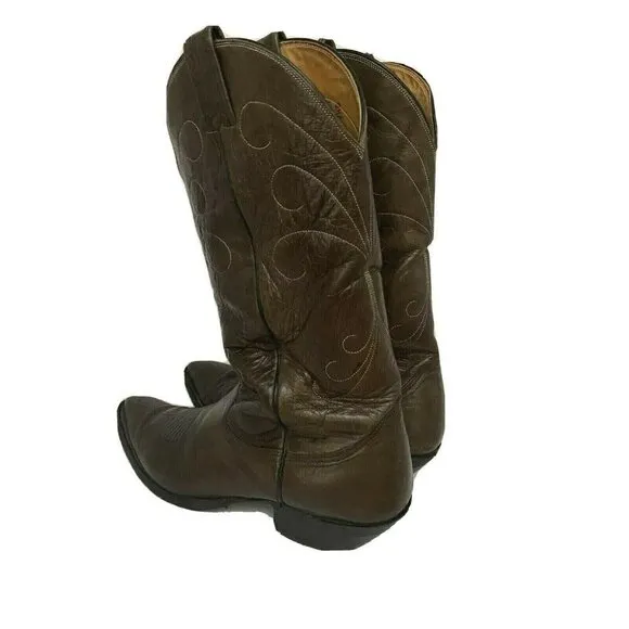 Nocona Mens Brown Leather Cowboy Western Country Work Boots US 9.5B Pull On