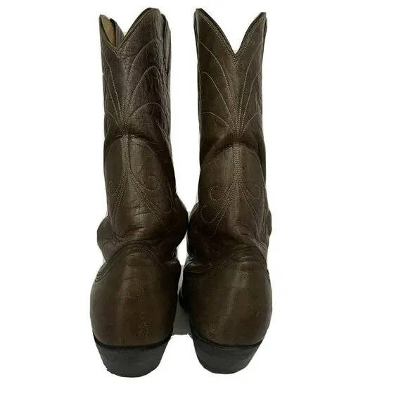 Nocona Mens Brown Leather Cowboy Western Country Work Boots US 9.5B Pull On