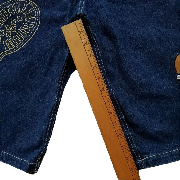 NOS Raw Blue Denim Jeans Mens Shorts Hip Hop Streetwear Work Boots Loose…