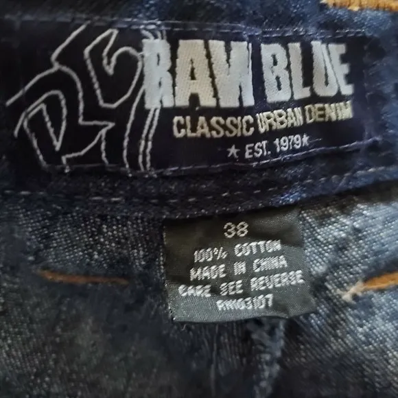 NOS Raw Blue Denim Jeans Mens Shorts Hip Hop Streetwear Work Boots Loose…
