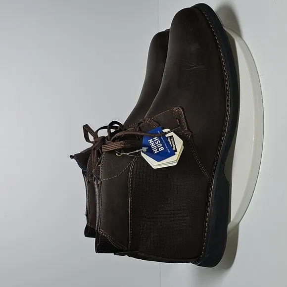 Nunn Bush Otto Plain Toe Chukka Boots Leather Memory Foam Lace-Up Brown 13