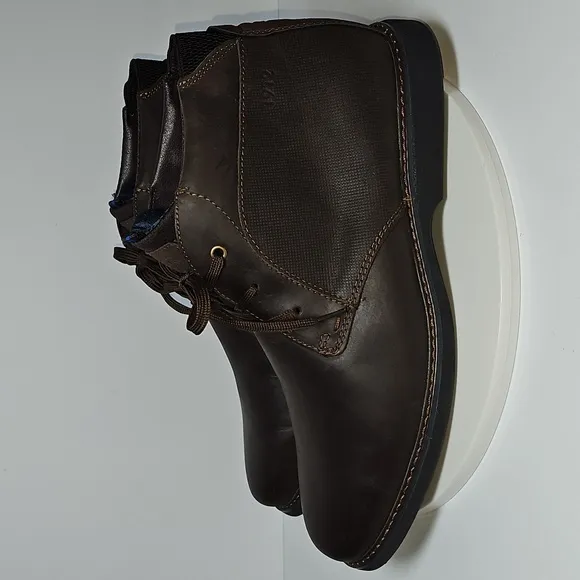 Nunn Bush Otto Plain Toe Chukka Boots Leather Memory Foam Lace-Up Brown 13