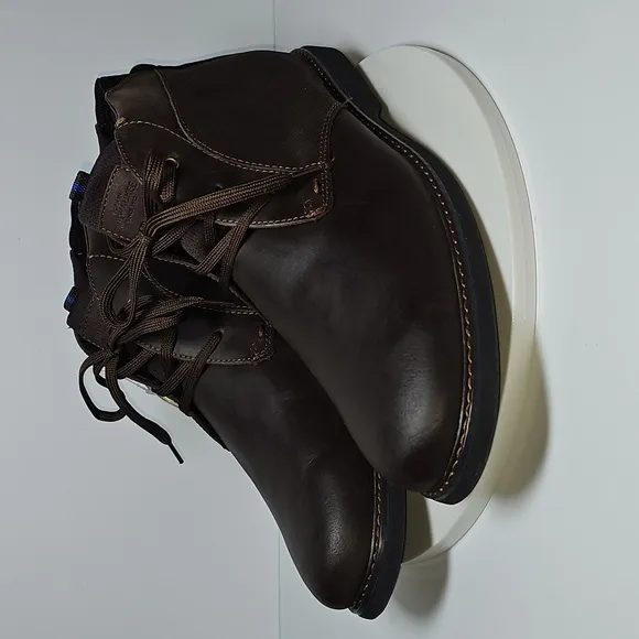 Nunn Bush Otto Plain Toe Chukka Boots Leather Memory Foam Lace-Up Brown 13