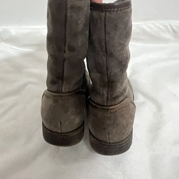 Nursace Booties Size EU 37/ US 6.5 Brown Suede Leather Boots Ankle Fur Lined