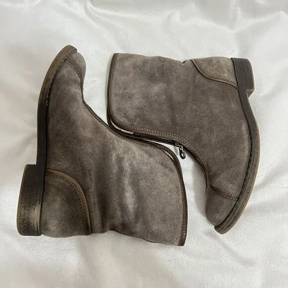 Nursace Booties Size EU 37/ US 6.5 Brown Suede Leather Boots Ankle Fur Lined