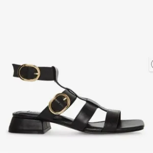 NWB Steve Madden Aylin Fisherman Heeled Sandals black leather size 7.5 671