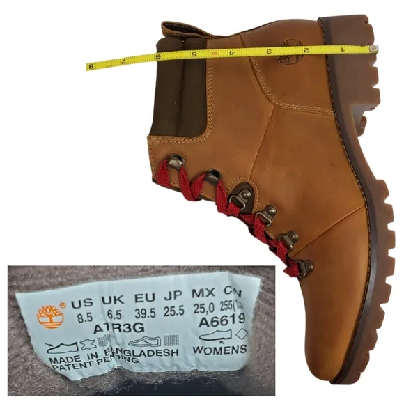 NWB Timberland Ellendale mid leather lace up hiker boots wheat full grain brown