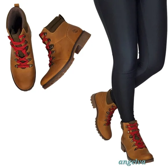 NWB Timberland Ellendale mid leather lace up hiker boots wheat full grain brown