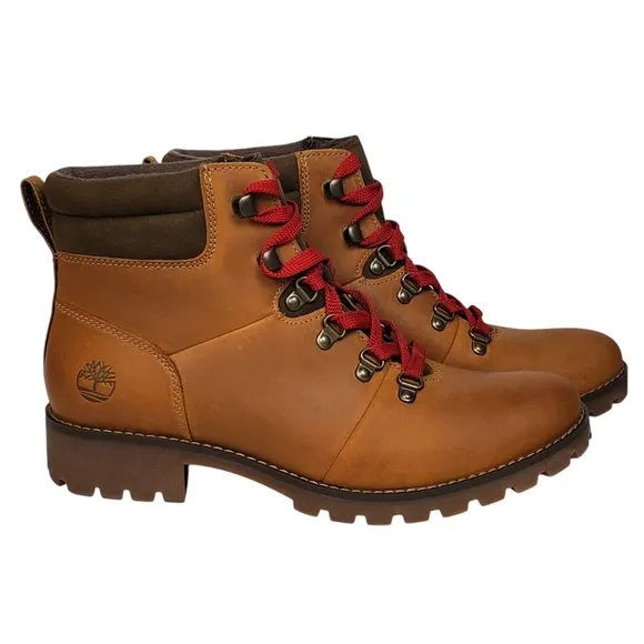 NWB Timberland Ellendale mid leather lace up hiker boots wheat full grain brown
