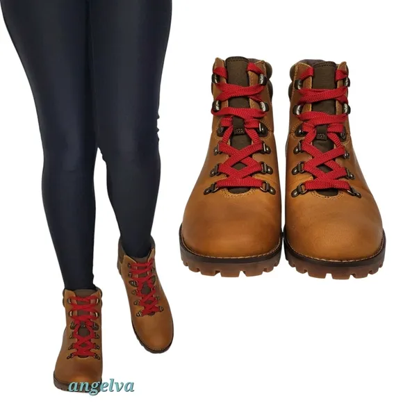 NWB Timberland Ellendale mid leather lace up hiker boots wheat full grain brown