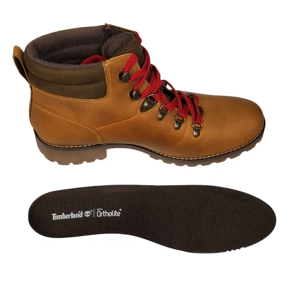 NWB Timberland Ellendale mid leather lace up hiker boots wheat full grain brown
