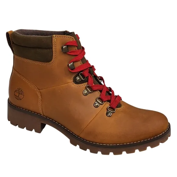 NWB Timberland Ellendale mid leather lace up hiker boots wheat full grain brown