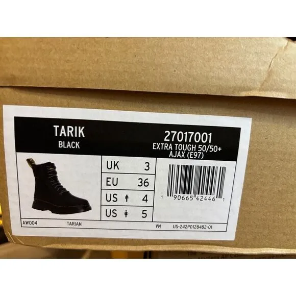 NWB DOC Dr. Martens Combat Boots Air Wair TARIK Black Extra Tough 27017001 W 6
