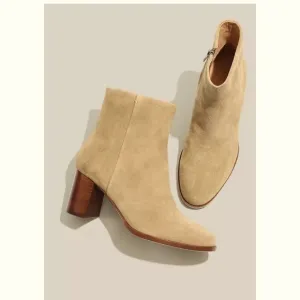 NWOB Madewell Mira Boot Tan Suede Size 12 Chunky Heel New w/ 2 Small Marks