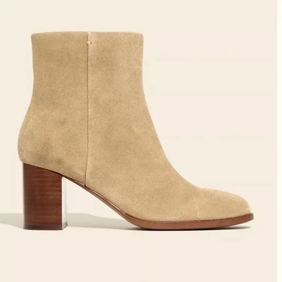 NWOB Madewell Mira Boot Tan Suede Size 12 Chunky Heel New w/ 2 Small Marks