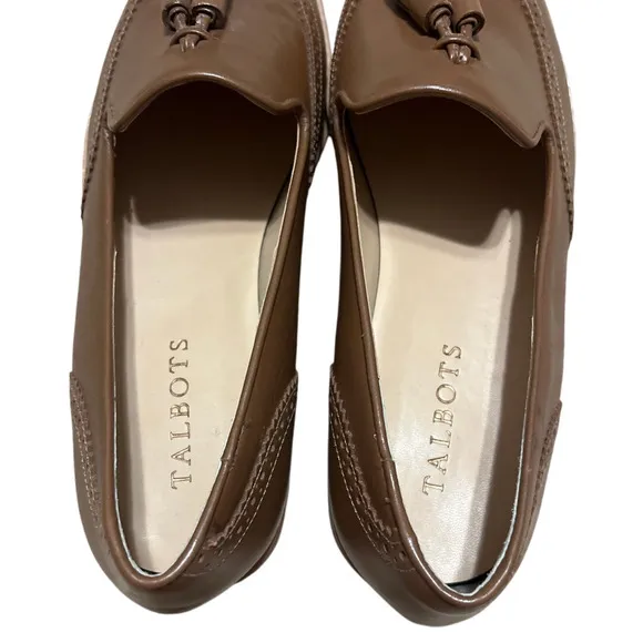 NWOB Talbots Leighton Tasseled Leather Brogue Loafers Cognac Brown Shoes 7.5