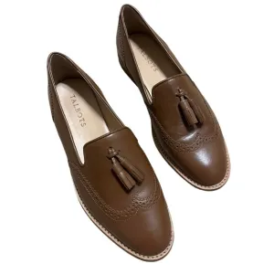 NWOB Talbots Leighton Tasseled Leather Brogue Loafers Cognac Brown Shoes 7.5