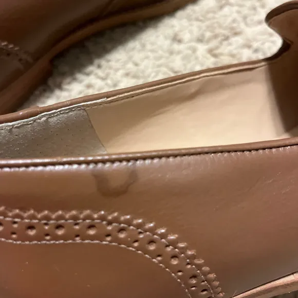 NWOB Talbots Leighton Tasseled Leather Brogue Loafers Cognac Brown Shoes 7.5