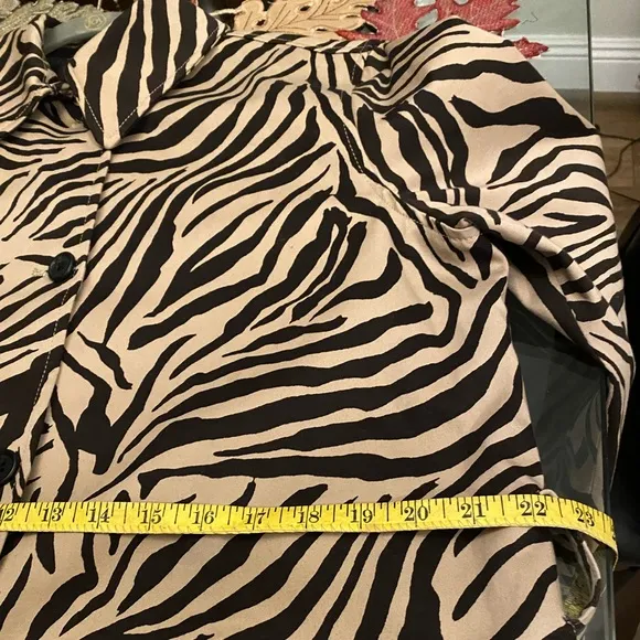 NWOT - CHAPS BY RALPH LAUREN ZEBRA PRINT BELTED TRENCHCOAT - BROWN &amp; TAN🤩🛍️🤩
