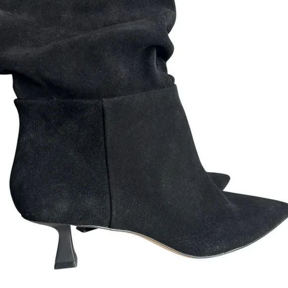 NWOT Gianni Bini Black Suede Tall Slouchy Kitten Heel Boots Size 7.5