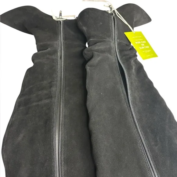 NWOT Gianni Bini Black Suede Tall Slouchy Kitten Heel Boots Size 7.5