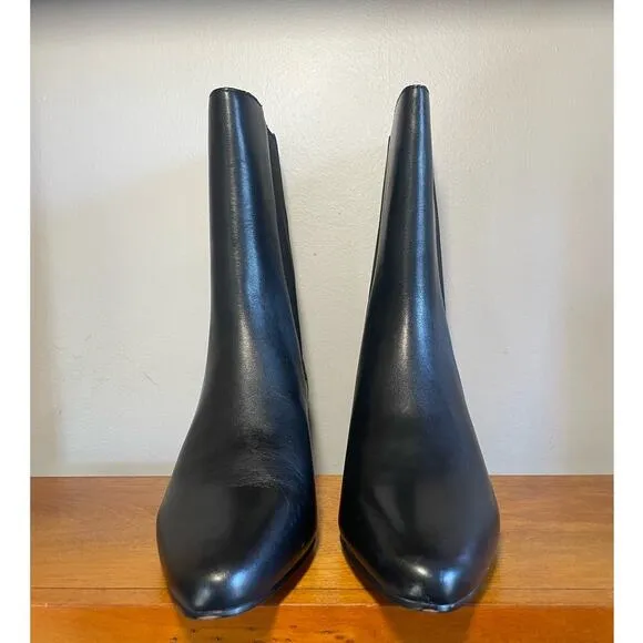 NWOT J. Crew Leather High-shaft Stacked-heel Boots in Black Size 6.5