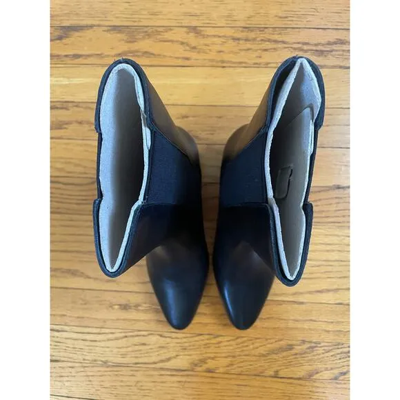 NWOT J. Crew Leather High-shaft Stacked-heel Boots in Black Size 6.5