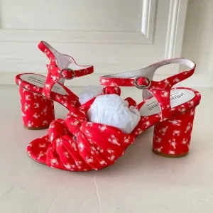NWOT Jeffery Campbell Anthropologie Lobster Printed Red Knot Heeled Sandals