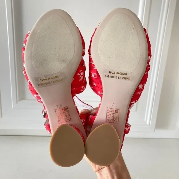 NWOT Jeffery Campbell Anthropologie Lobster Printed Red Knot Heeled Sandals