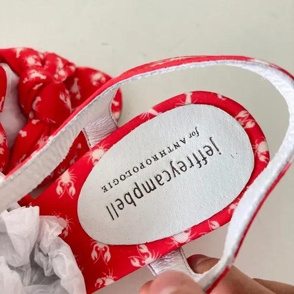 NWOT Jeffery Campbell Anthropologie Lobster Printed Red Knot Heeled Sandals