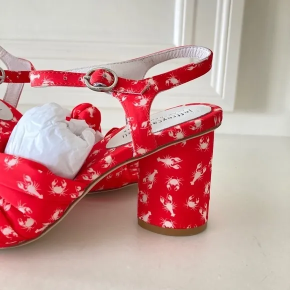 NWOT Jeffery Campbell Anthropologie Lobster Printed Red Knot Heeled Sandals