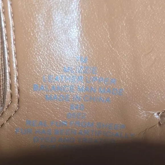 NWOT MARC FISCHER LTD ( 7 ) IZZIE Shearling Lined Leather Work Boots in Dark Tan