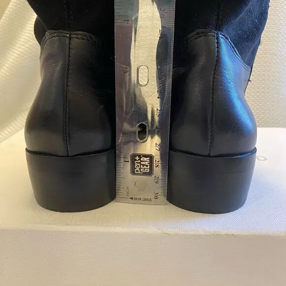 NWOT sole society tall knee-high black leather boots low heel 5.5 calypso
